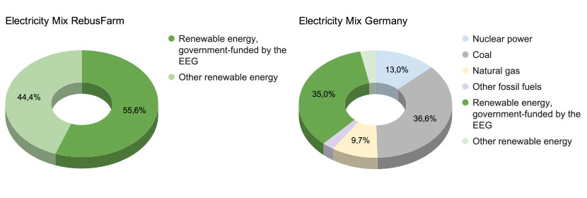 Grafico del RebusFarm Electricity Mix | Grafico del mix elettrico tedesco